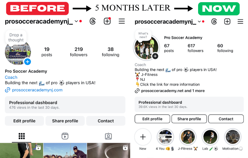 Pro Soccer Academy NJ Instagram